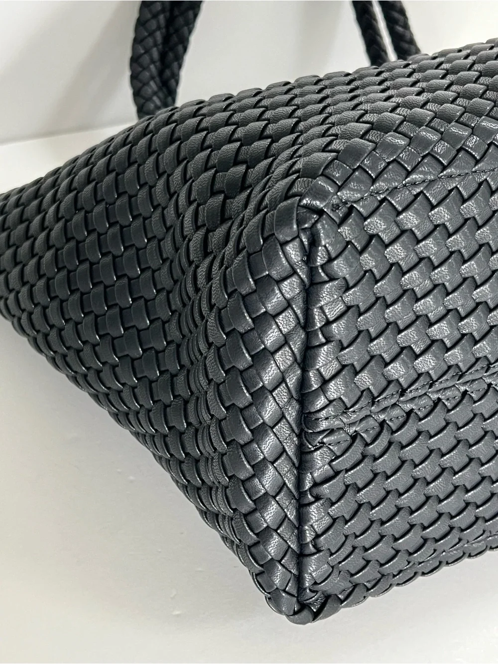 Moda Luxe Black Woven Large Tote Bag + Pouch NWT